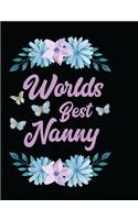 Worlds Best Nanny: Black Blank Lined Journal