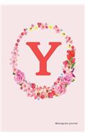 Monogram Journal - Initial Y (Pink Flower): 6" x 9", Monogram Initial Lined Journal, Durable Cover,150 Pages For Writing, Notes (Journal, Notebook)