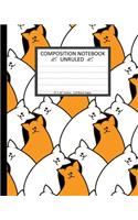 Unruled Composition Notebook 8" x 10". 120 Pages. Funny White Orange Cats
