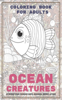 Ocean creatures - Coloring Book for adults - Stingray fish, Chinese carps, Seashell, Moray, other