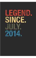 Legend Since July 2014: Graph Ruled Notebook / Journal (6 X 9 - 5 X 5 Graph Ruled) - July Birthday Gift and July Anniversary Gift