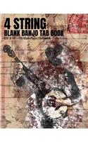 4 String Blank Banjo Tab Book - 8.5 x 11 - 150 Blank Pages (75 Sheets)