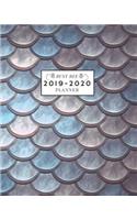 2019-2020: Weekly and Monthly Academic Calendar/Agenda July 2019 - June 2020 Mermaid Scales Blue and Pink Vintage Style