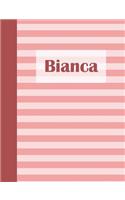 Bianca: Personalized Composition Book School Notebook, College Ruled (Lined) Journal, Pastel Pink Stripe Pattern with First Name