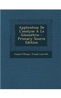 Application de L'Analyse a la Geometrie
