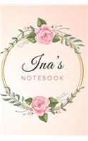 INA'S Customized Floral Notebook / Journal 6x9 Ruled Lined 120 Pages School Degree Student Graduation university