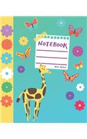 Notebook: Composition notebook wide ruled - 7.5" x 9.25" 100 Sheets - Cute Giraffe with flowers cover for boys girls school