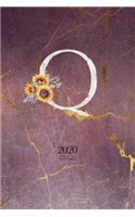 2020 Diary Planner: Cute Watercolor Sunflowers January to December 2020 Diary Planner With "Q" Monogram for Woman