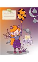 Happy Halloween Girl Wide Ruled Journal: 110 Blank Lined Wide Ruled (7.5 x 9.25) Pages to Jot Down Your Thoughts