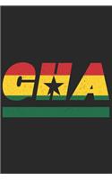 Gha: Ghana Notizbuch mit karo 120 Seiten in weiß. Notizheft mit der ghanaischen Flagge