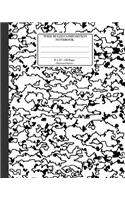 Wide Ruled Composition Notebook 8x 10. 120 Pages. Distressed Pattern: Distressed Texture Pattern. Multi Purpose Wide Ruled Journal Paper. White and Black Knocked Down Pattern Cover.