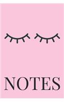 Notes: College Lined Journal With Eyelashes With Pink Cover
