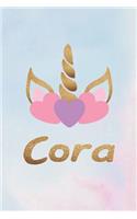 Cora: Personalized First Name Unicorn Gift Birthday Girl Notebook Journal 104 Pages