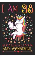 I Am 38 and Wonderful: Unicorn Activity Journal Notebook, a Happy Birthday 38 Years Old Gift Composition Sketchbook for Women and Teen Girls, Life Diary Keepsake for Adult