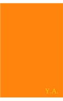 Y.A.: Gold On Dark Orange Fashion Color Monogram Personalized Notebook With Two Initials. Matte Soft Cover Professional Style with120 Blank Lined Pages
