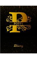 Poppy Diary: Letter P Personalized First Name Personal Writing Journal Black Gold Glittery Space Effect Cover Daily Diaries for Journalists & Writers Note Taking