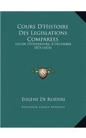 Cours D'Histoire Des Legislations Comparees