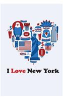 I Love America: 120 pages Cream Paper Compact 6" x 9" Blank Graph Notebook, Journal, Travel Diary with New York Novelty Graphic