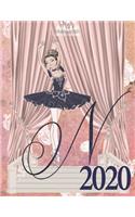 2020 Weekly Planner - Ballerina Princess Monogram Initial Letter 