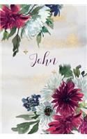 John: Personalized Journal Gift Idea for Women (Burgundy and White Mums)