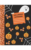 Halloween Notebook: Halloween Cover - Wide Ruled 8.5" x 11" - 100 Sheets - Notebook for school boys girls work