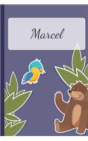 Marcel: Personalized Notebooks - Sketchbook for Kids with Name Tag - Drawing for Beginners with 110 Dot Grid Pages - 6x9 / A5 size Name Notebook - Perfect a