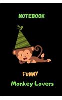 funny Monkey lovers notebook: Cute Monkeys Blank Wide Ruled Notebook for Students, Kids and Teens - Pretty Wide Lined Journal for School and College for Writing & Notes