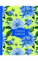 Dahlia Notebook: Green Cover with Blue Dahlia Pattern(4 Dahlia Lined Notebook Set)