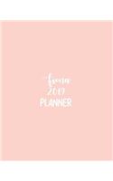 Fiona 2019 Planner: Calendar with Daily Task Checklist, Organizer, Journal Notebook and Initial Name on Plain Color Cover (Jan Through Dec), Fiona 2019 Planner