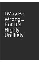 I May Be Wrong...But It's Highly Unlikely