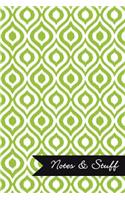 Notes & Stuff - Lime Green Lined Notebook in Ikat Pattern