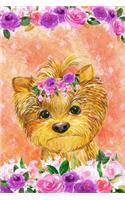 Bullet Journal Notebook for Dog Lovers Yorkshire Terrier in Flowers 5: Graph Design - 162 Numbered Pages with 150 Graph Style Grid Pages, 6 Index Pages and 2 Key Pages for Journaling, Writing, Planning and Doodling, for