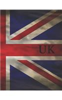 UK: Great Britain Vintage Flag lined Notebook (Journal, Diary)