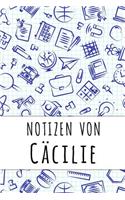 Notizen von Cäcilie: Kariertes Notizbuch mit 5x5 Karomuster für deinen personalisierten Vornamen