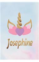 Josephine: Personalized First Name Unicorn Gift Birthday Girl Notebook Journal 104 Pages