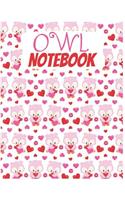 Owl Notebook: Cute Composition Notebook/Journal for Kids to Writing, Large (8.5x11 Inch. 21.59x27.94 cm.) Wide Ruled Lined Paper 120 Blank Pages (PINK&RED&WHITE P