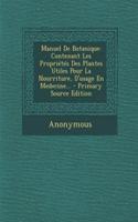 Manuel De Botanique: (French)