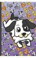 Daily and Weekly Chore Chart Notebook for Kids: Black and White Puppy with a Bone with Cute Kittens Cats Dogs and Puppies on a Purple Background.