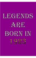 Legends Are Born In 1923 Notebook: Lined Notebook/Journal Gift 120 Pages, 6x9 Soft Cover, Matte Finish, Purple Cover