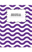 Graph Paper 4x4 Composition Notebook: Violet Wavy Lines
