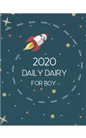 2020 Daily Diary for Boys: One Day Per Page - Daily Planner, Activity and Gratitude - Daily Journal with Prompts and drawing for Kids - Galaxy Space Theme