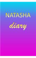 Natasha: Journal Diary - Personalized First Name Personal Writing - Letter N Blue Purple Pink Gold Effect Cover - Daily Diaries for Journalists & Writers - J