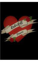 Rock'n'Roll Forever: Retro 1950's Rock'n'Roll design.Throw back to the 50's.Roses, Heart, Red, Black.
