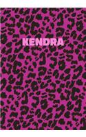 Kendra: Personalized Pink Leopard Print Notebook (Animal Skin Pattern). College Ruled (Lined) Journal for Notes, Diary, Journaling. Wild Cat Theme Design wi