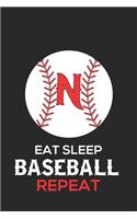 Eat Sleep Baseball Repeat N: Baseball Monogram Journal Cute Personalized Gifts Perfect for All Baseball Fans, Players, Coaches and Students