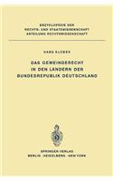 Das Gemeinderecht in den Landern der Bundesrepublik Deutschland