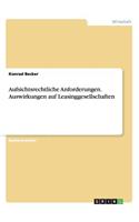 Aufsichtsrechtliche Anforderungen. Auswirkungen auf Leasinggesellschaften