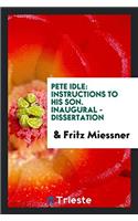 Pete Idle: Instructions to His Son. Inaugural - Dissertation