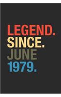 Legend Since June 1979: Graph Ruled Notebook - Journal for June Birthday Gift Idea