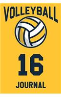 Volleyball Journal 16: Volleyball Notebook Number #16 Personalized Gift